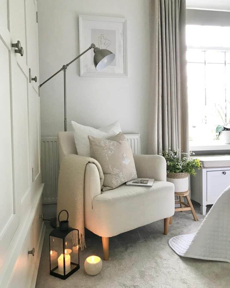 Neutral Bedroom Corner Armchair