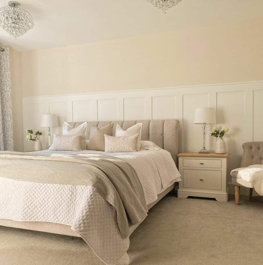 Neutral Bedroom Ideas With Tufted Headboard