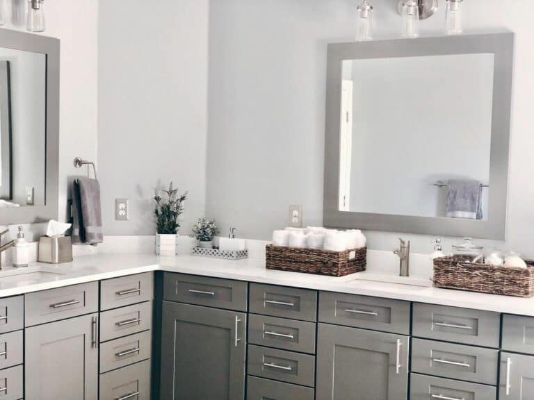 Neutral Grey and White Themed Bathroom Furnishings