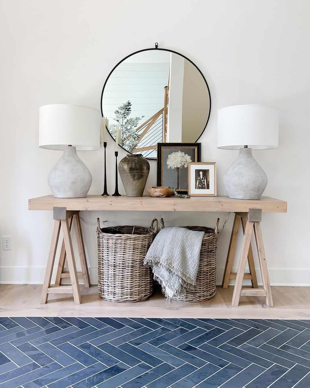 Neutral Hallway with a Blue Tile Runner Soul & Lane