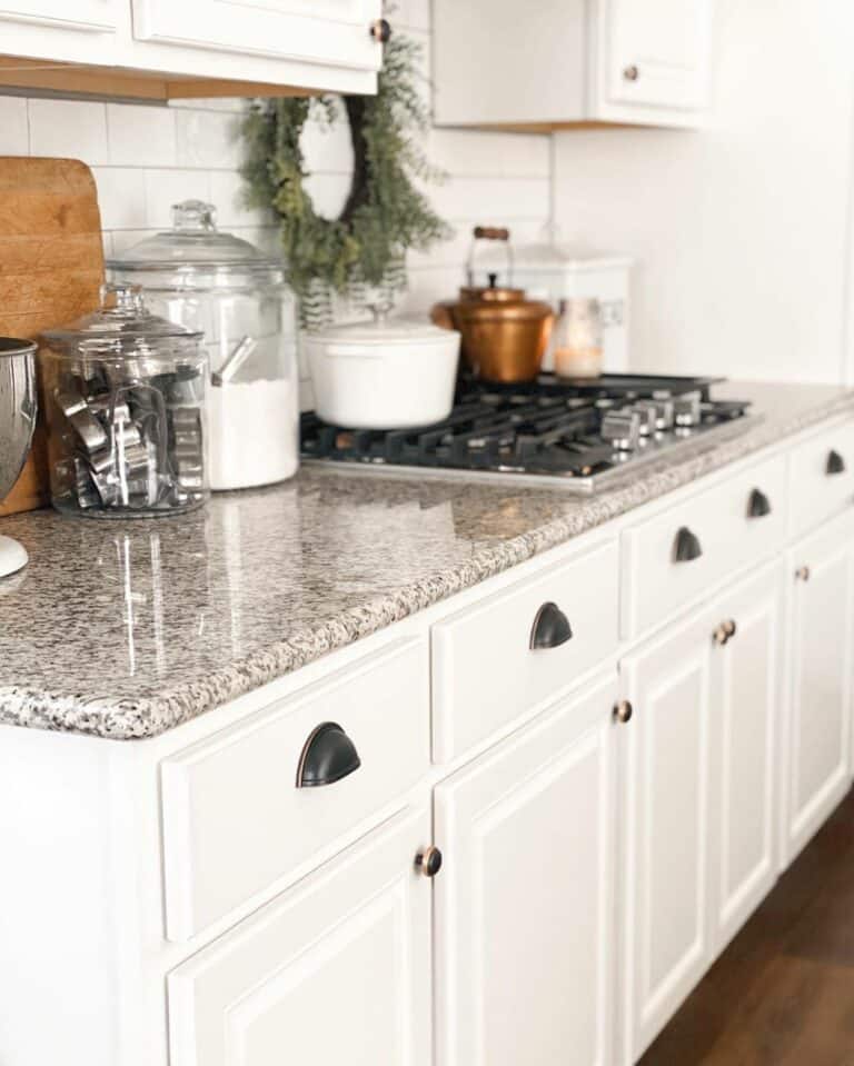 Neutral Kitchen With Black and Gold Hardware