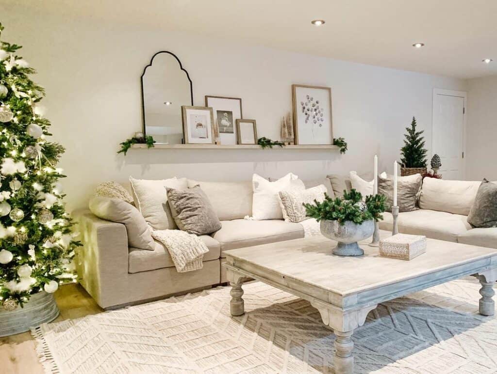 Neutral Living Room with Christmas Décor