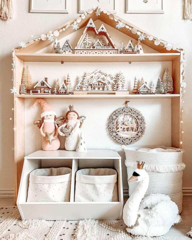 Neutral Playroom with Wooden Playhouse