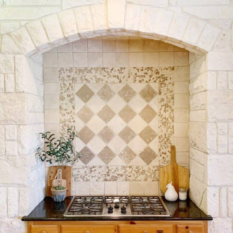 Neutral Stone Behind Stove Backsplash Ideas