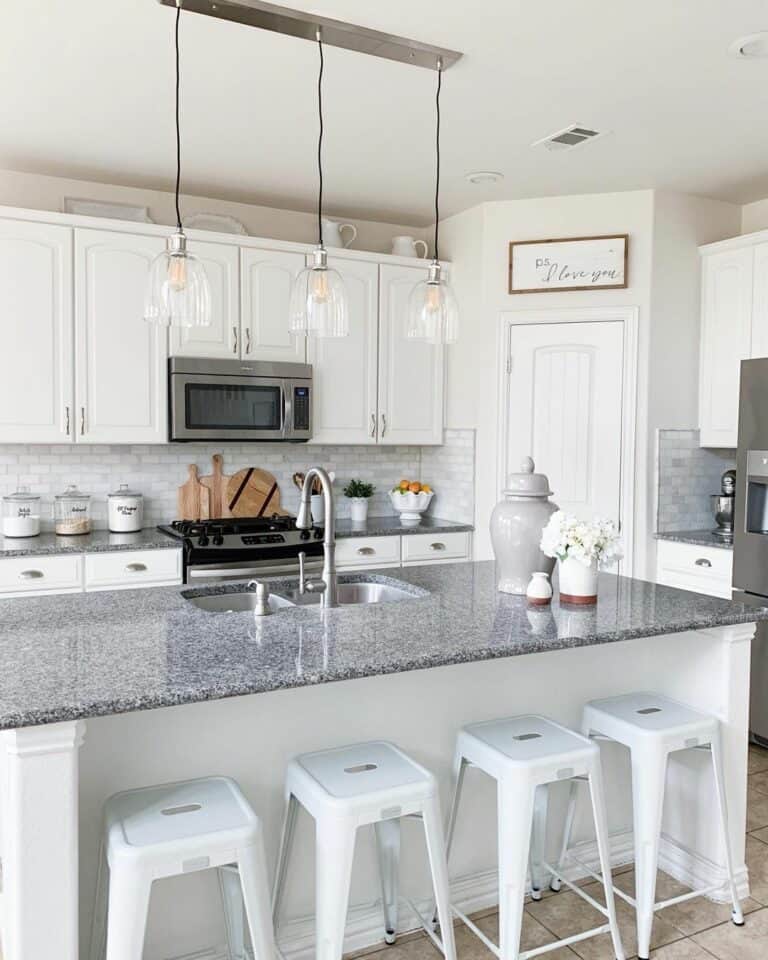 Nickel and Glass Kitchen Island Pendant Lighting