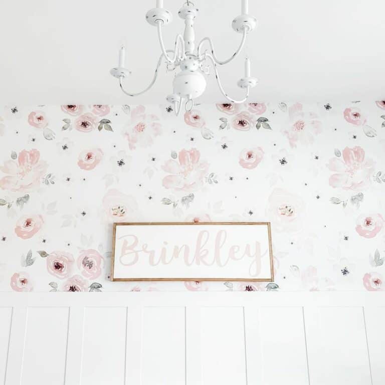 Nursery Inspiration With White Floral Wallpaper