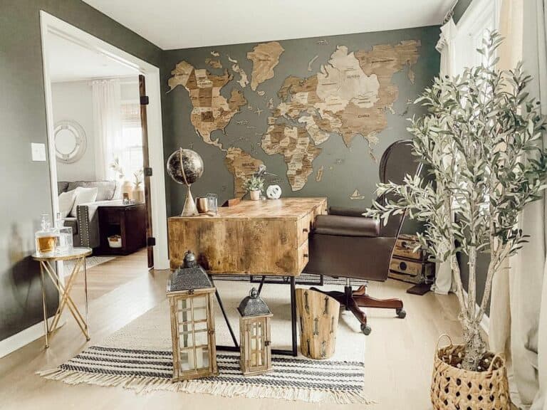 Olive Wood Desk in a Neutral Study