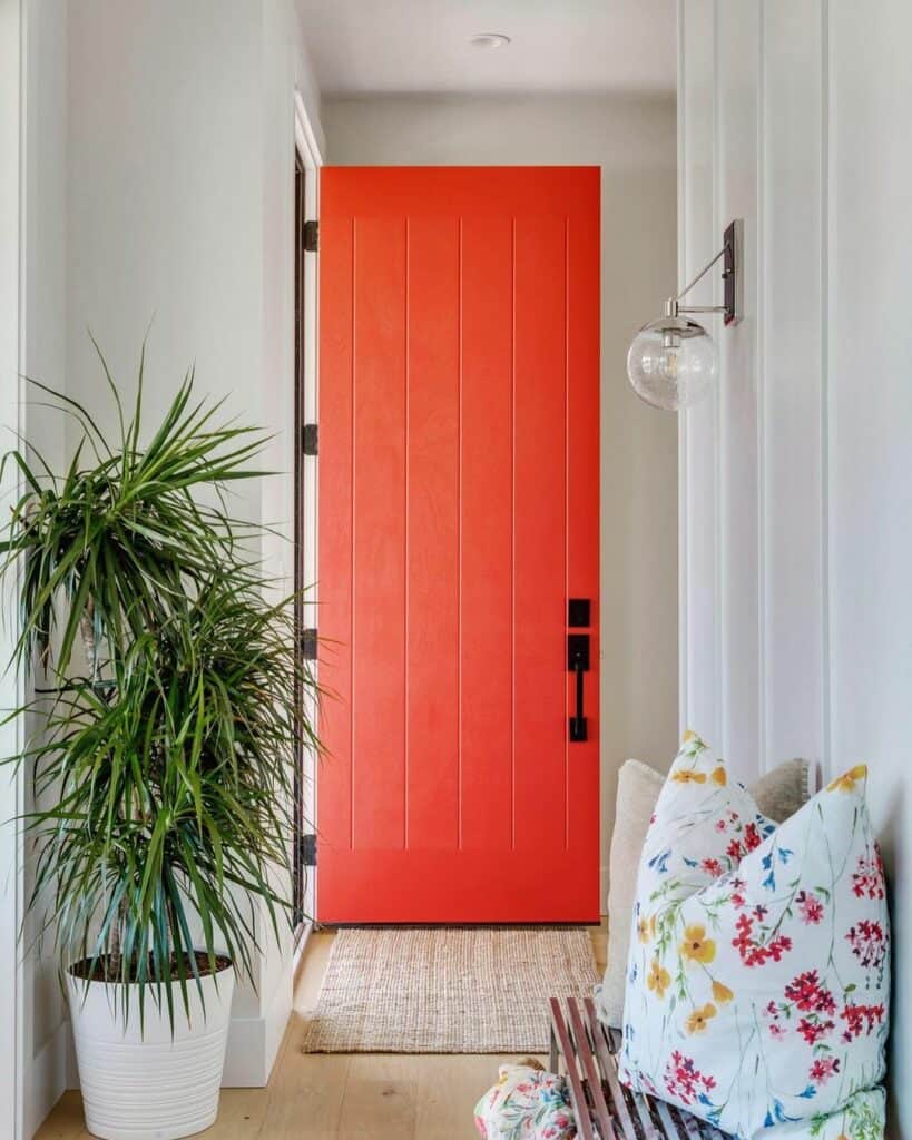 Orange Farmhouse Door Entryway