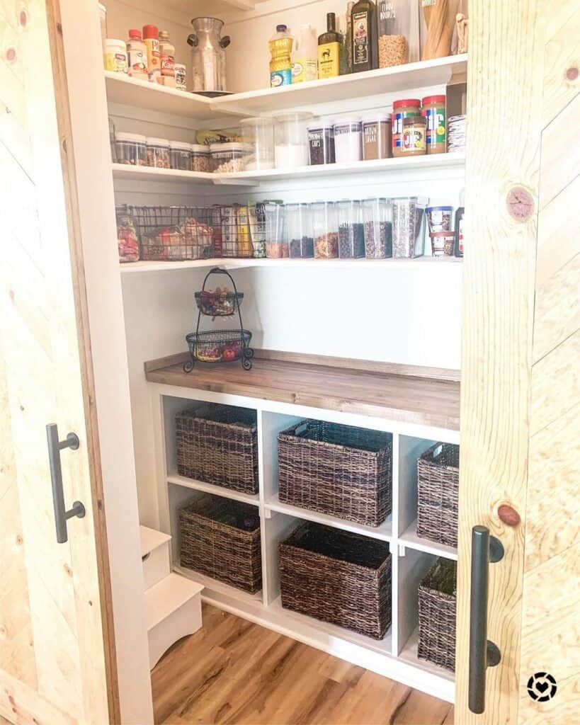 Organized Pantry Shelves with Butcher Block Countertop