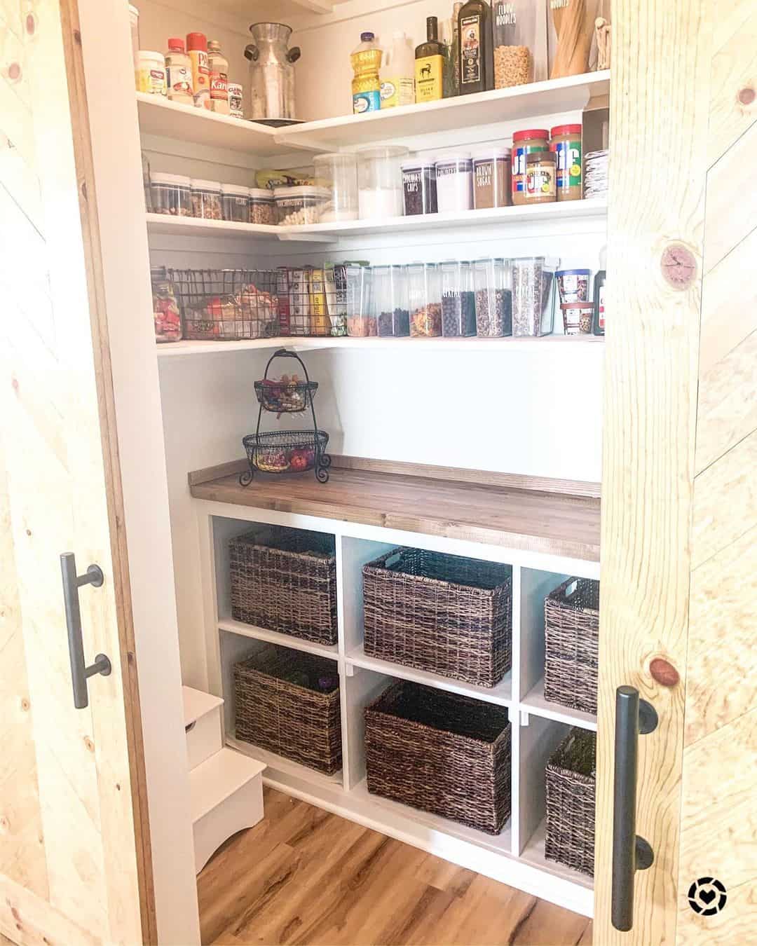 Organized Pantry Shelves with Butcher Block Countertop Soul & Lane