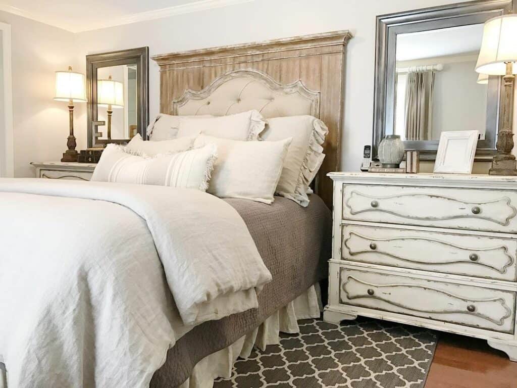 Ornate White Extra Wide Nightstands