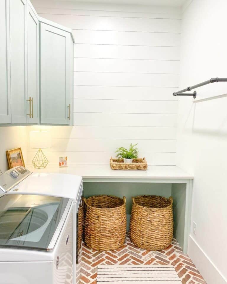 Pale Mint Green Laundry Room Cabinets