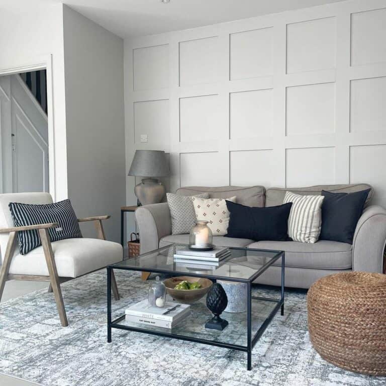 Paneled Accent Wall in Gray Lounge