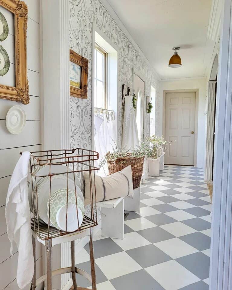 Pastel Hallway With Checkered Flooring
