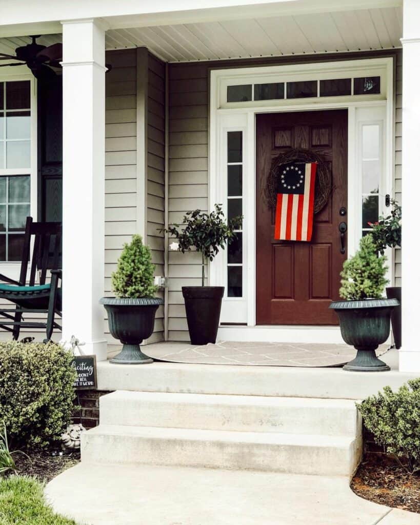 Patriotic Entryway With Concrete Front Steps