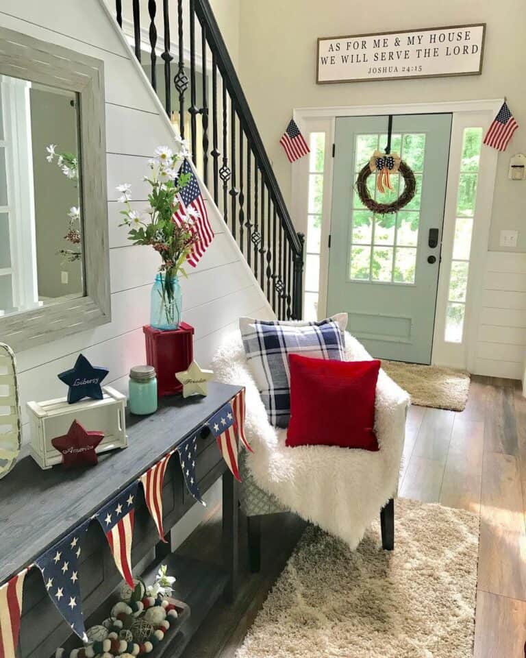 Patriotic Shiplap Entryway Ideas