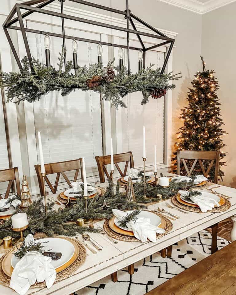 Patterned Rug Beneath Dining Table