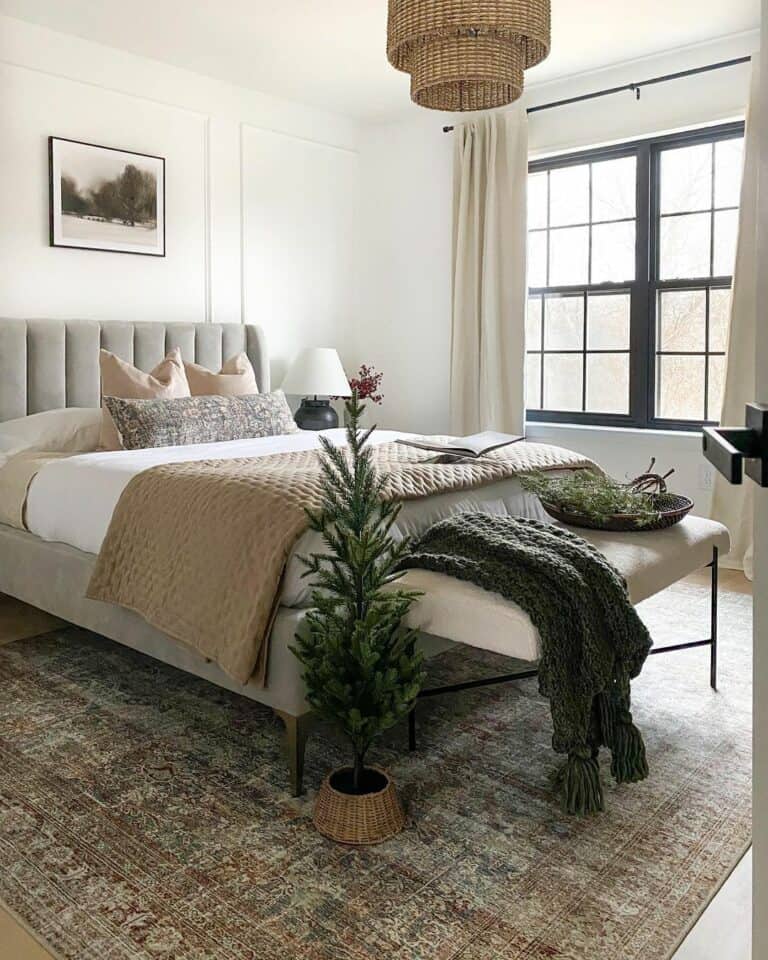 Pine Accents with Green Christmas Throw