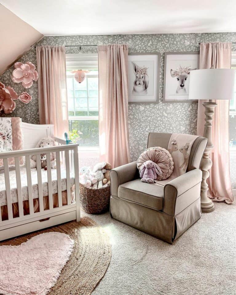 Pink Nursery Idea With Floral Décor