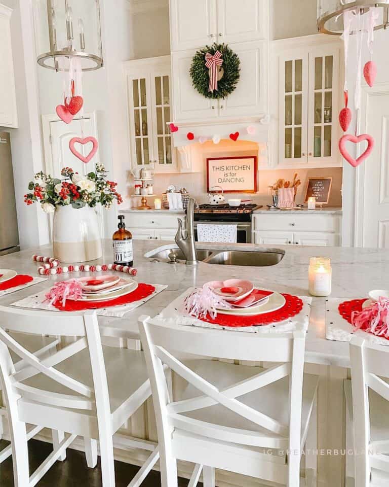Pink and Red Decorated Kitchen