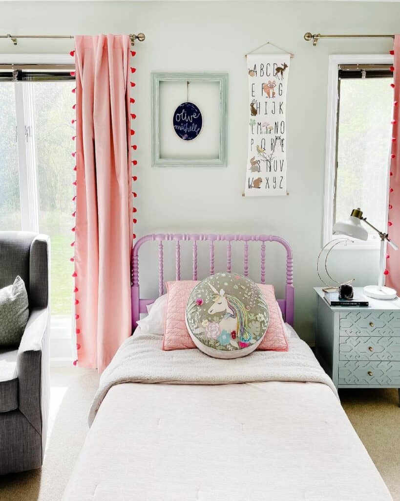 Pink and White Toddler Girl's Unicorn Bedroom