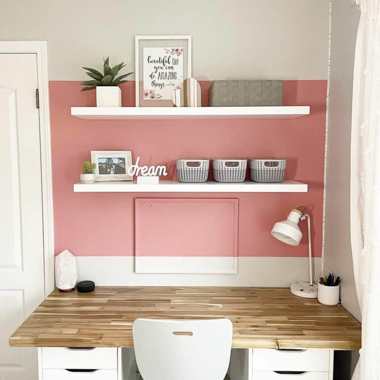 Pink and White Workspace Bedroom