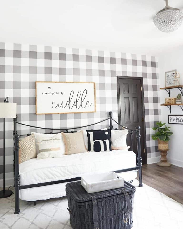 Plaid Accent Wallpaper in Playroom