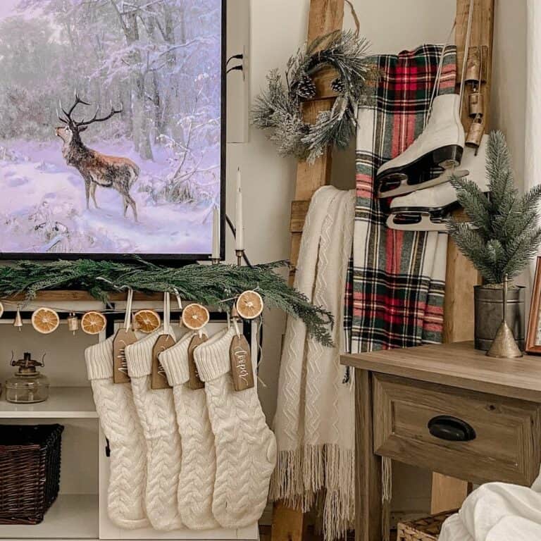 Plaid Holiday Accent Décor for a Living Room