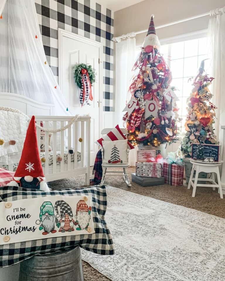 Plaid Nursery with Christmas Décor