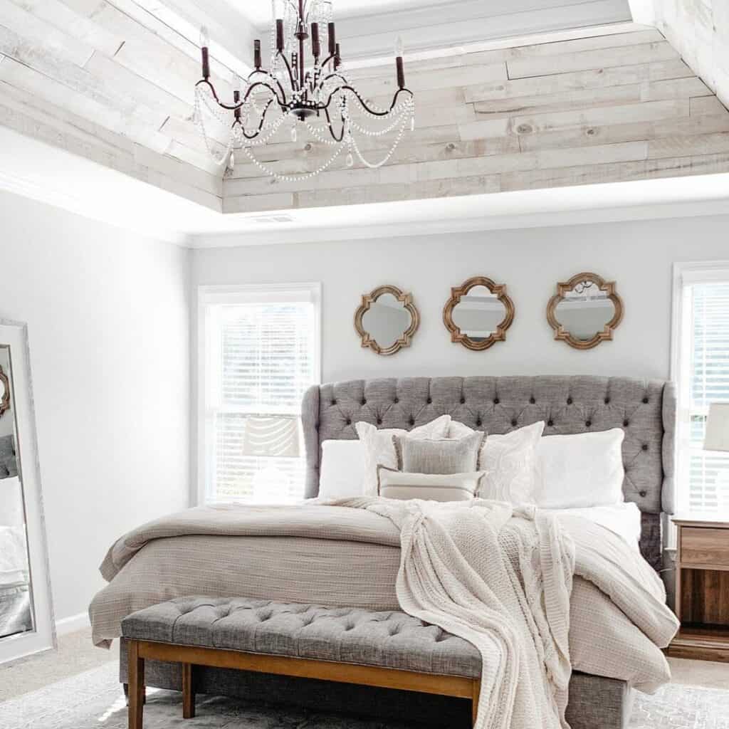 Plush Grey Farmhouse Bedroom