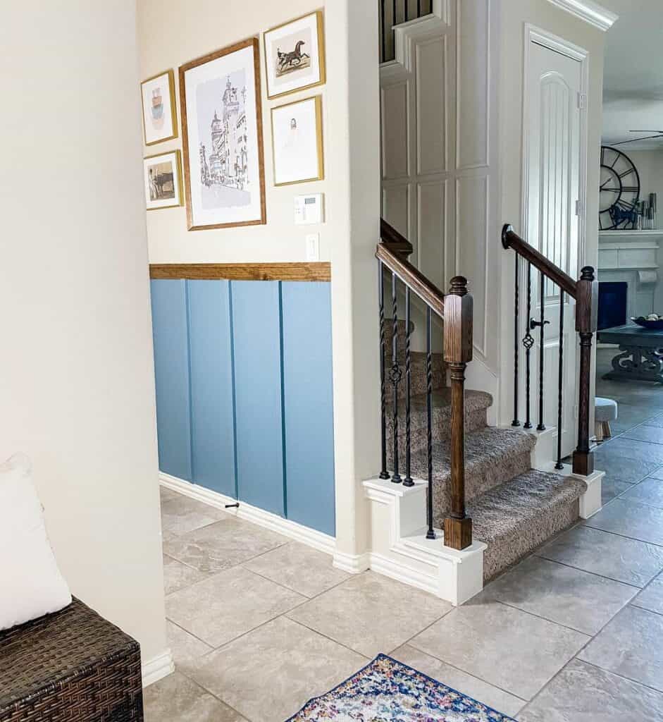 Powder Blue Board and Batten Wall