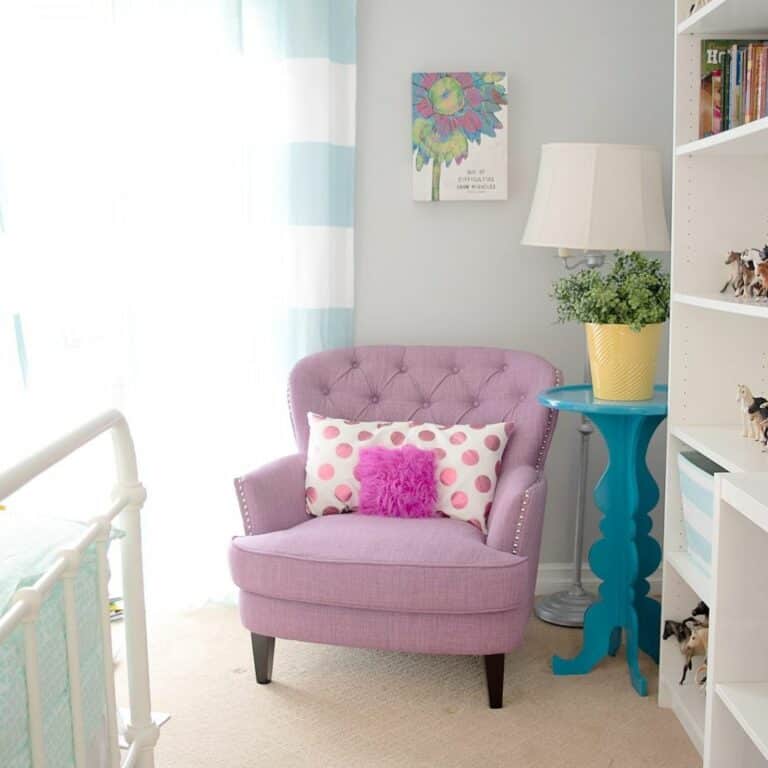 Purple Reading Chair for a Bedroom Corner