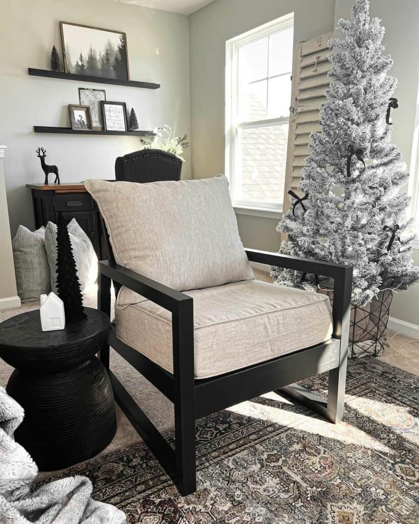 Reading Chair with Round Black End Table