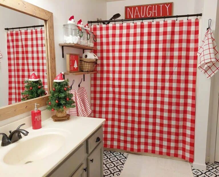 Red Plaid Holiday Bathroom