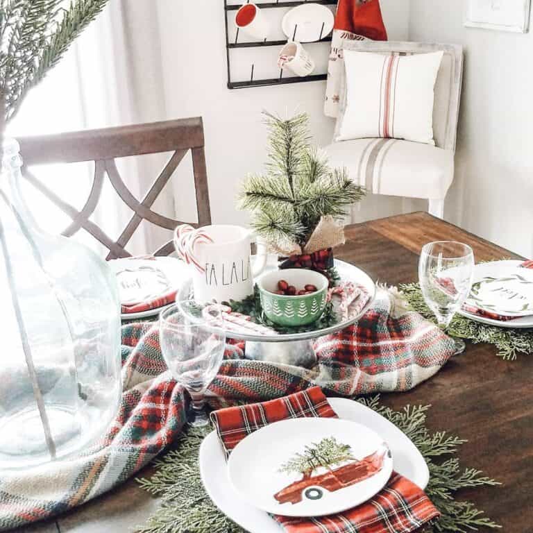Red Plaid Holiday Tablescape