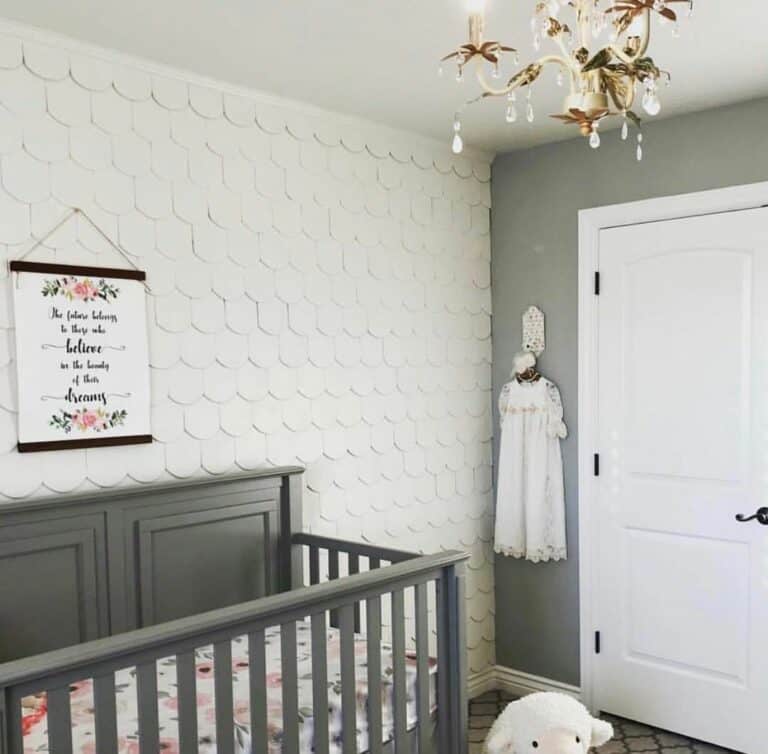 Relaxing Gray and White Nursery With Shingled Wall