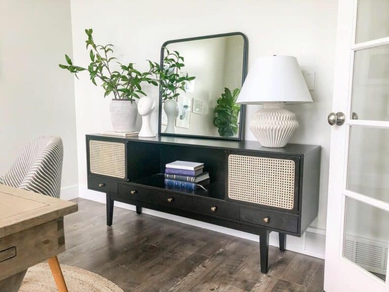 Retro Black Sideboard in White Living Room