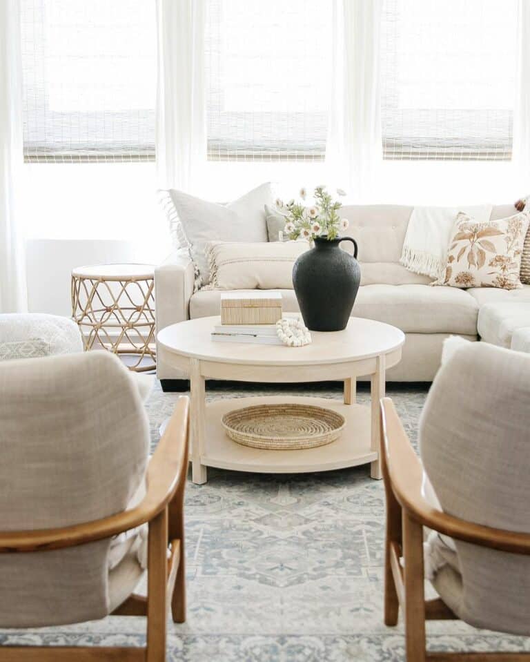 Round Coffee Table in Natural Living Room