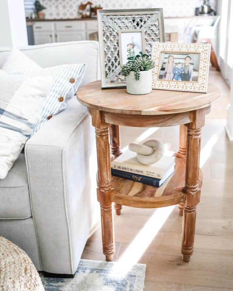 Round Wooden End Table for Gray Couch Soul & Lane
