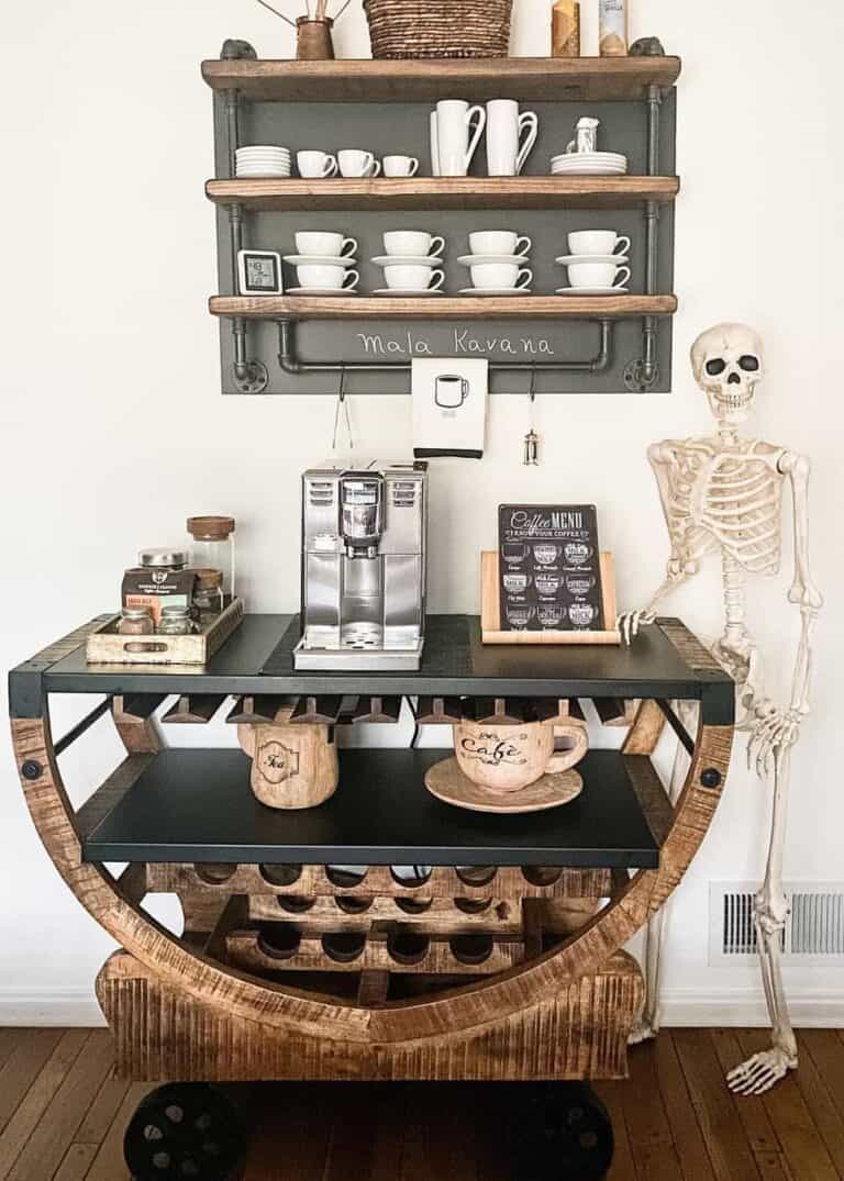 Rustic Bar Cart with Floating Shelves