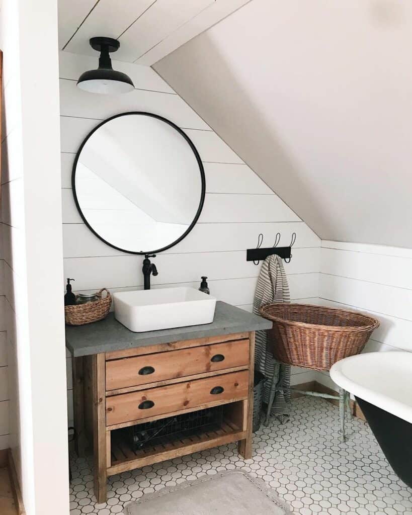 Rustic Bathroom Vanity With Modern Sink and Countertop