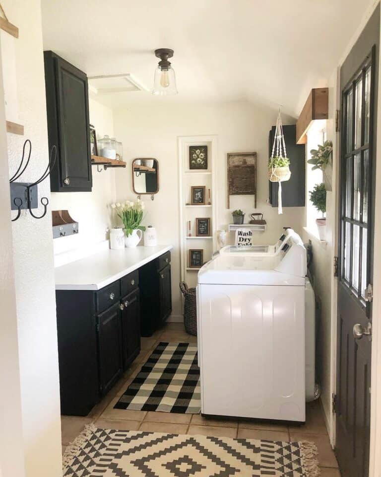 Rustic Black and White Laundry Room