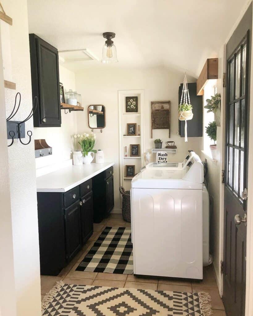 Rustic Black and White Laundry Room