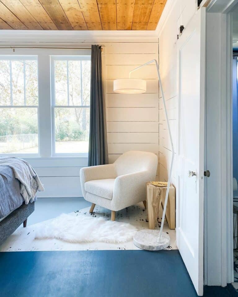 Rustic Blue and White Shiplap Bedroom