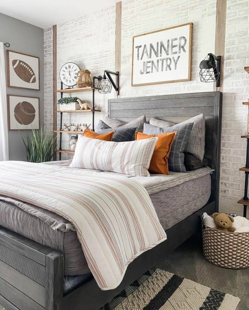 Rustic Boy's Room with Orange Accents
