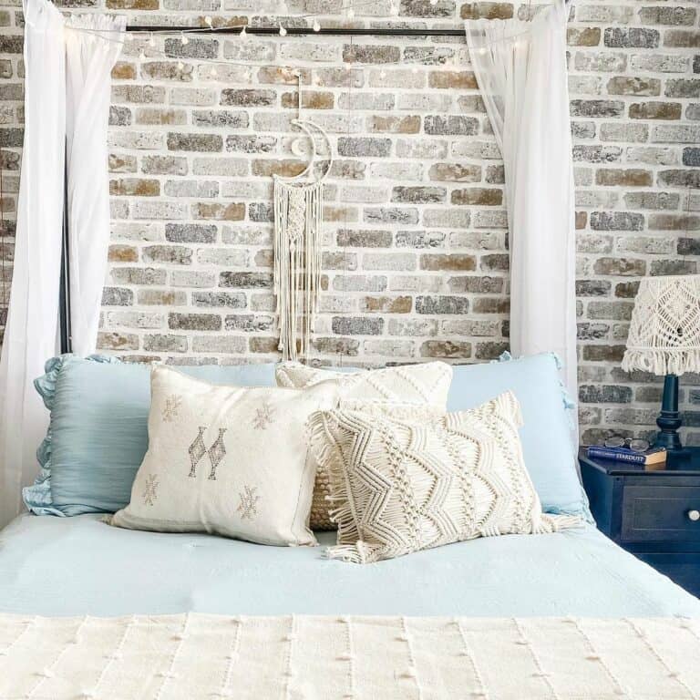 Rustic Brick Bedroom Idea for Young Women