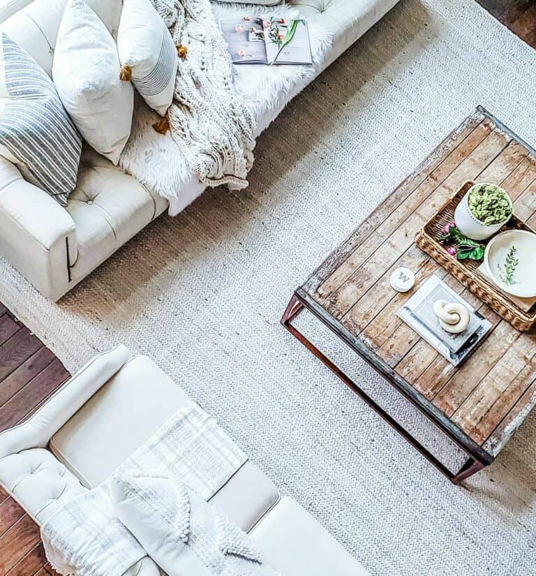 Rustic Coffee Table in Modern Lounge