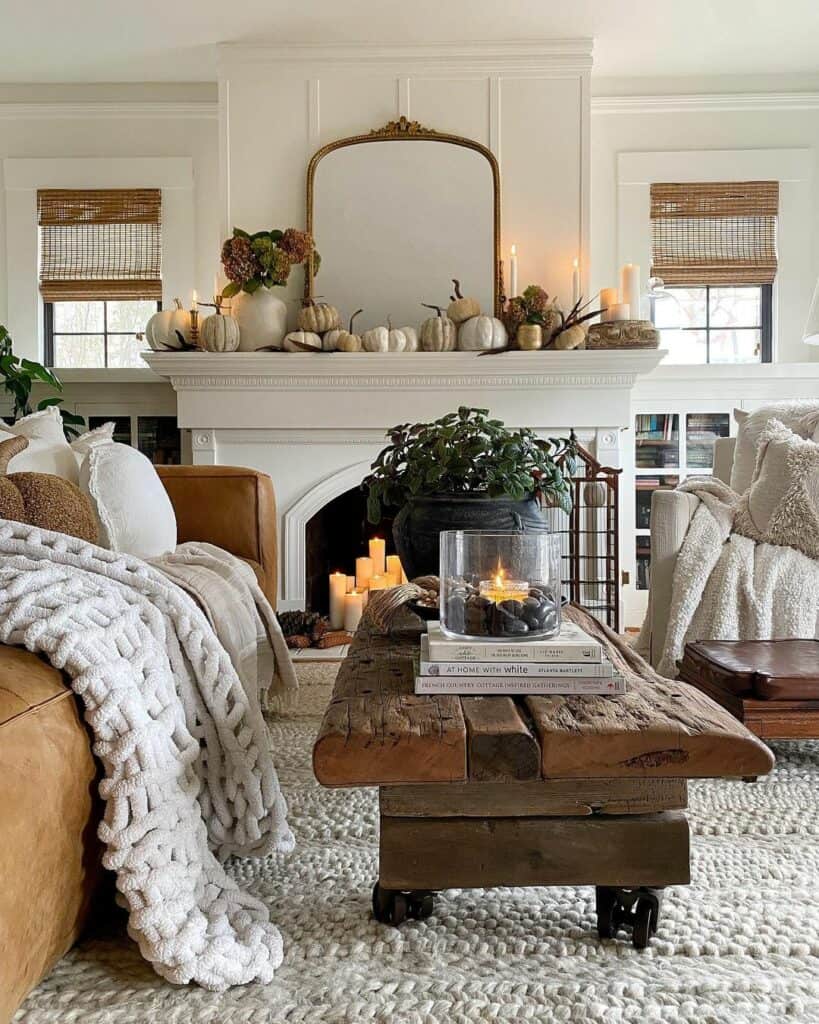 Rustic Coffee Table with Book Décor