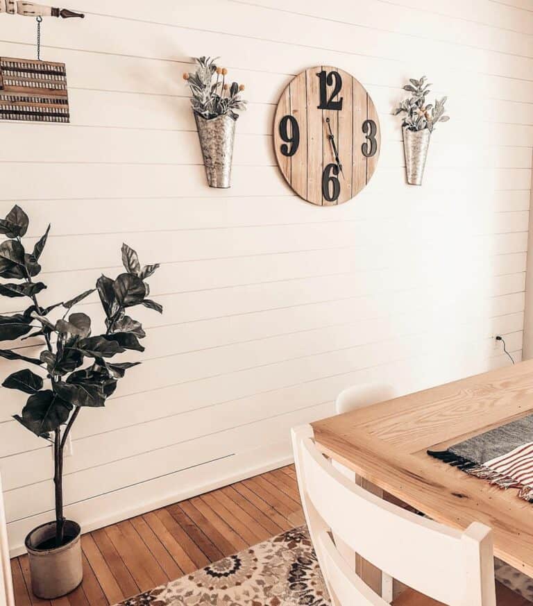 Rustic Dining Area with White Shiplap