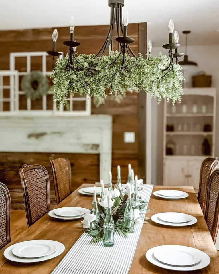 Rustic Dining Table Centerpiece with Natural Greenery